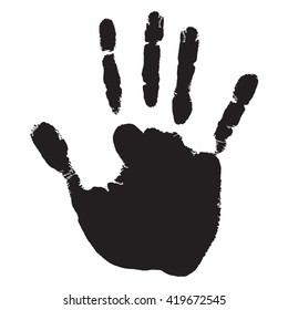 Vector concept or conceptual cute paint human hand or handprint of child isolated on white background for art, childhood, fun, happy, infant, symbol, kid, identity, education, school, little or young