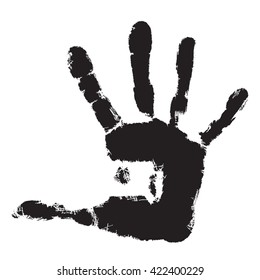 Vector concept or conceptual cute paint human hand or handprint of child isolated on white background for art, childhood, fun, happy, infant, symbol, kid, identity, education, school, little or young