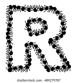 Vector concept or conceptual cute paint human hands or handprints of child font isolated on background for art, childhood, fun, happy, infant, symbol, kid, identity, education, school, little or young