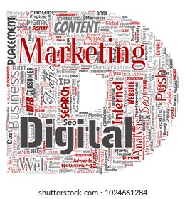 Vector concept or conceptual digital marketing seo traffic letter font D word cloud isolated background. Collage of business, market content, search, web push placement or communication technology