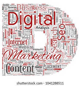 Concepto vectorial o marketing digital conceptual seo letra de tráfico fuente D palabra nube aislado fondo. Collage de negocios, contenido de mercado, búsqueda, inserción web o tecnología de comunicación