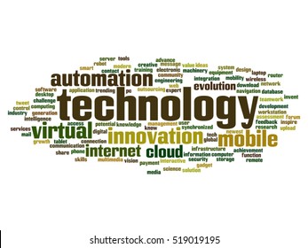 Vektorkonzept oder konzeptuelle digitale intelligente Technologie, Schlagwortwolke einzeln auf Hintergrundmetaphern zu Information, Innovation, Internet, Zukunft, Entwicklung, Forschung, Evolution oder Intelligenz