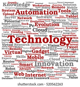 Vector concept or conceptual digital smart technology square word cloud isolated on background metaphor to information, innovation, internet, future, development, research, evolution or intelligence