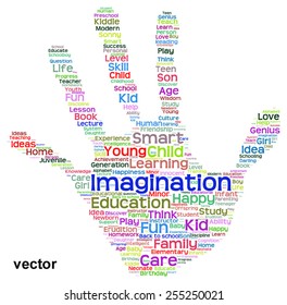 Vector concept conceptual education abstract hand print word cloud, metaphor to child, family, school, life, learn, knowledge, home, study, teach, educational, achievement, childhood, teen handprint