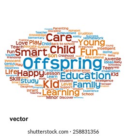 Vector concept or conceptual education abstract word cloud, white background, metaphor to child, family, school, life, learn, knowledge, home, study, teach, educational, achievement, childhood or teen