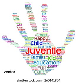 Vector concept conceptual education abstract hand print word cloud, metaphor to child, family, school, life, learn, knowledge, home, study, teach, educational, achievement, childhood, teen handprint