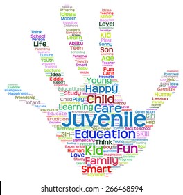 Vector concept conceptual education abstract hand print word cloud, metaphor to child, family, school, life, learn, knowledge, home, study, teach, educational, achievement, childhood, teen handprint