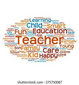 Vector concept or conceptual education abstract word cloud, white background, metaphor to child, family, school, life, learn, knowledge, home, study, teach, educational, achievement, childhood or teen
