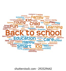 Vector concept or conceptual education abstract word cloud, white background, metaphor to child, family, school, life, learn, knowledge, home, study, teach, educational, achievement, childhood or teen
