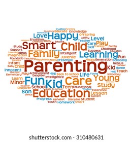Vector concept or conceptual education abstract word cloud, white background, metaphor to child, family, school, life, learn, knowledge, home, study, teach, educational, achievement, childhood or teen