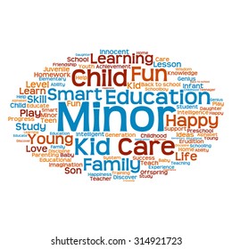 Vector concept or conceptual education abstract word cloud, white background, metaphor to child, family, school, life, learn, knowledge, home, study, teach, educational, achievement, childhood or teen