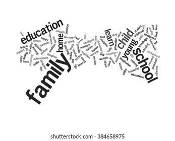 Vector concept or conceptual education abstract word cloud, white background, metaphor to child, family, school, life, learn, knowledge, home, study, teach, educational, achievement, childhood or teen