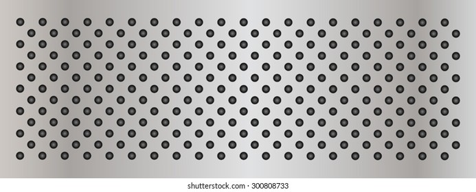 Vector concept conceptual gray abstract metal stainless steel aluminum perforated pattern texture mesh background metaphor to industrial, abstract, technology, grid, silver, grate, spot grille surface