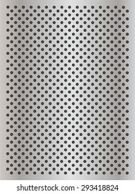 Vektor-Konzept konzeptuell graues Metall, rostfreier Edelstahl, perforierte Muster, strukturierter Hintergrund