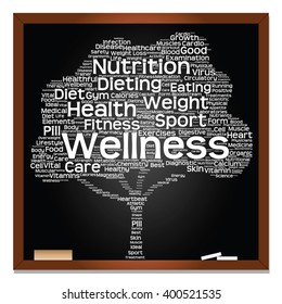 Concepto vectorial o pizarra de texto verde conceptual palabra nube o árbol tagcloud fondo aislado, metáfora a la salud, nutrición, dieta, salud, bienestar, cuerpo, energía, medicina, deporte, corazón, ciencia