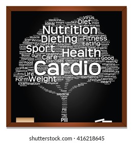 Concepto vectorial o pizarra de texto verde conceptual palabra nube o árbol tagcloud fondo aislado, metáfora a la salud, nutrición, dieta, salud, bienestar, cuerpo, energía, medicina, deporte, corazón, ciencia