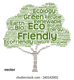 Vector concept or conceptual green text word cloud as tree isolated on white background, metaphor to nature, ecology, energy, natural, life, world, global, protect, environmental, biofuel or recycling