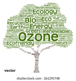 Vector concept or conceptual green text word cloud as tree isolated on white background, metaphor to nature, ecology, energy, natural, life, world, global, protect, environmental, biofuel or recycling
