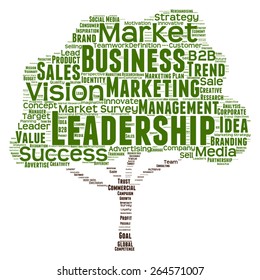 Vector concept or conceptual green tree word cloud or wordcloud on white background as metaphor to business, trend, media, focus, market, value, product, advertising, leadership customer or corporate