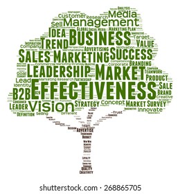 Vector concept or conceptual green tree word cloud or wordcloud on white background as metaphor to business, trend, media, focus, market, value, product, advertising, leadership customer or corporate