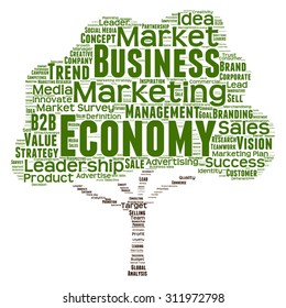 Vector concept or conceptual green tree word cloud or wordcloud on white background as metaphor to business, trend, media, focus, market, value, product, advertising, leadership customer or corporate