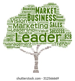 Vector concept or conceptual green tree word cloud or wordcloud on white background as metaphor to business, trend, media, focus, market, value, product, advertising, leadership customer or corporate