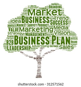 Vector concept or conceptual green tree word cloud or wordcloud on white background as metaphor to business, trend, media, focus, market, value, product, advertising, leadership customer or corporate