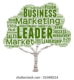 Vector concept or conceptual green tree word cloud or wordcloud on white background as metaphor to business, trend, media, focus, market, value, product, advertising, leadership customer or corporate