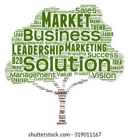 Vector concept or conceptual green tree word cloud or wordcloud on white background as metaphor to business, trend, media, focus, market, value, product, advertising, leadership customer or corporate