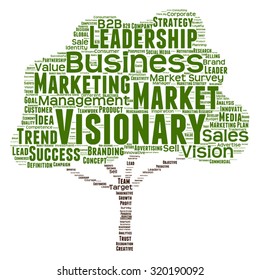 Vector concept or conceptual green tree word cloud or wordcloud on white background as metaphor to business, trend, media, focus, market, value, product, advertising, leadership customer or corporate