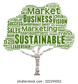 Vector concept or conceptual green tree word cloud or wordcloud on white background as metaphor to business, trend, media, focus, market, value, product, advertising, leadership customer or corporate