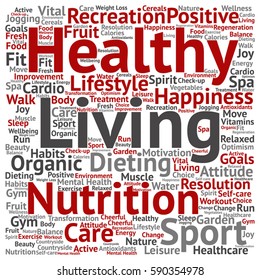Conceito vetorial ou conceito de vida saudável saudável nutrição positiva ou esporte nuvem de palavra quadrada isolada na metáfora de fundo para a felicidade, cuidado, orgânico, exercício de recreação, beleza, spa de cuidados de saúde vital