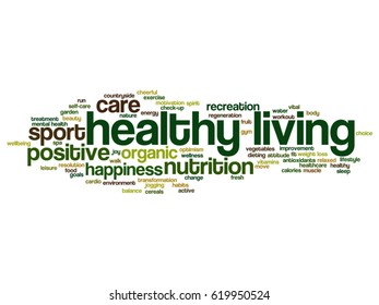 Vector concept or conceptual healthy living positive nutrition or sport abstract word cloud isolated on background