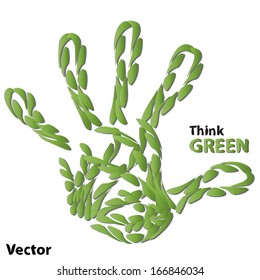 Vector Concepto o ecología ecológica abstracta conceptual humana o infantil símbolo de las hojas, aislado en fondo blanco, metáfora a la naturaleza, medio ambiente, reciclado, biología, ecología, conservación, ecosistema