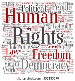 Vector concept or conceptual human rights political freedom or democracy square word cloud isolated on background  metaphor to humanity world tolerance, law principles, people justice discrimination