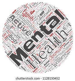 Vector concept or conceptual mental health or positive thinking abstract word cloud isolated on background metaphor to optimism, psychology, mind, healthcare, thinking, attitude, balnce or motivation