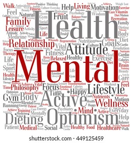 Vector concept or conceptual mental health or positive thinking square word cloud isolated on background, metaphor to optimism, psychology, mind, healthcare, thinking, attitude, balance or motivation