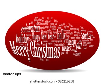 Vector concept or conceptual Merry Christmas holiday or Happy New Year winter abstract text word cloud on red background, metaphor to celebration, Santa, festive, december, love, family, joy or home