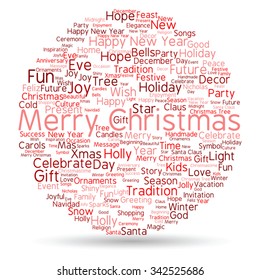 Vector concept or conceptual Merry Christmas holiday or Happy New Year winter abstract text word cloud on white background, metaphor to celebration, Santa, festive, december, love, family, joy or home