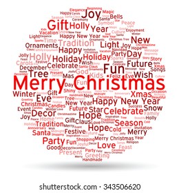 Vector concept or conceptual Merry Christmas holiday or Happy New Year winter abstract text word cloud on white background, metaphor to celebration, Santa, festive, december, love, family, joy or home