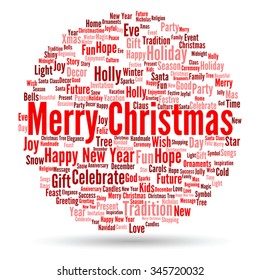 Vektorkonzept oder konzeptionell Frohe Weihnachtsfeiertage oder Frohe Neujahr Winter abstrakte Textwortwolke auf weißem Hintergrund, Metapher zum Feiern, Weihnachten, Feiern, Dezember, Liebe, Familie, Freude oder Zuhause