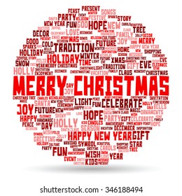 Vector concept or conceptual Merry Christmas holiday or Happy New Year winter abstract text word cloud on white background, metaphor to celebration, Santa, festive, december, love, family, joy or home