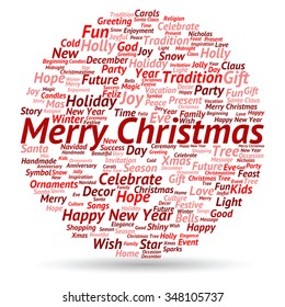 Vector concept or conceptual Merry Christmas holiday or Happy New Year winter abstract text word cloud on white background, metaphor to celebration, Santa, festive, december, love, family, joy or home