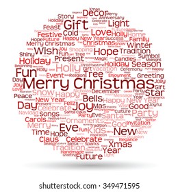 Concepto vectorial o conceptual Feliz Navidad o Feliz Año Nuevo invierno abstracto nube de texto sobre fondo blanco metáfora a la celebración, Santa, festivo, diciembre, amor, familia, alegría en el hogar