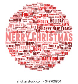 Concepto vectorial o conceptual Feliz Navidad o Feliz Año Nuevo invierno abstracto nube de texto sobre fondo blanco metáfora a la celebración, Santa, festivo, diciembre, amor, familia, alegría o hogar