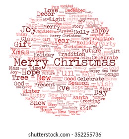 Vector concept or conceptual Merry Christmas holiday or Happy New Year winter abstract text word cloud on white background metaphor to celebration, Santa, festive, december, love, family, joy or home