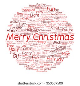 Concepto vectorial o conceptual Feliz Navidad o Feliz Año Nuevo invierno abstracto nube de texto sobre fondo blanco metáfora a la celebración, Santa, festivo, diciembre, amor, familia, alegría o hogar