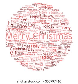 Vector concept or conceptual Merry Christmas holiday or Happy New Year winter abstract text word cloud on white background metaphor to celebration, Santa, festive, december, love, family, joy or home