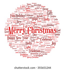 Concepto vectorial o conceptual Feliz Navidad o Feliz Año Nuevo invierno abstracto nube de texto sobre fondo blanco metáfora a la celebración, Santa, festivo, diciembre, amor, familia, alegría o hogar