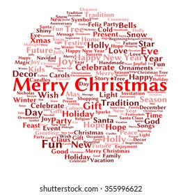 Vector concept or conceptual Merry Christmas holiday or Happy New Year winter abstract text word cloud on white background metaphor to celebration, Santa, festive, december, love, family, joy or home